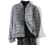 Chaqueta plumón ultraligera para hombre, cálido invierno, abrigo plumas ligero con cuello de béisbol