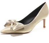 2024 new style women's shoes/sandals/high heels/stilettos/pointed toes/spring/summer/autumn/winter/banquet/wedding/work/leather/6.5 Gold