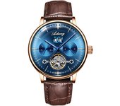 AILANG-Reloj de cuero para hombre, accesorio masculino de pulsera resistente al agua con mecanismo automático de tourbillon