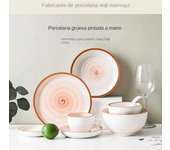 cuchara de plato, combinación doméstica, platos, horno de microondas, cielo estrellado arremolinado, 8 cabezas para una persona