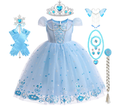 Vestido de princesa de lentejuelas de verano para niños, disfraz con estampado azul, vestido elegante de Reina de la nieve para niñas, regalo de cumpleaños para niños