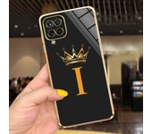 Samsung Galaxy A12 Case Cover Black Luxury Plating Square Frame Latters ABC Back Shell For Samsung A12 A 12 Soft TPU Shockproof