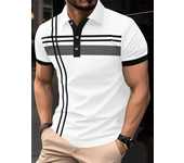 Camiseta Polo con estampado de rayas para hombre, Tops informales holgados de manga corta con solapa, ropa de Golf de negocios, camiseta cómoda de tendencia