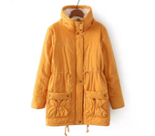 Winter coat, cotton jacket, medium length, thin waist, scarf jacket, thick women's coat