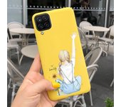 For Samsung Galaxy A12 Back Case Sunflower Daisy Lovely Bear Pretty Girl Painting Fundas For Samsung A12 A125F Soft Sikilly Capa