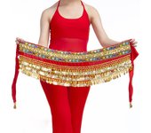 Belly Dance Costume Belt Velvet Belly Dancing Hip Scarf Indian Dancer Hipscarf Beads & Coins Training Performance Outfits Coins