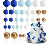 32pcs Sage Green Brown Topper Gold Foam Balls DIY Insert Decoration for Baby Shower Birthday Party Cake Decorationion