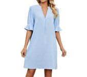 Vestido túnica para mujer, vestido corto de verano, elegante blusa, informal, holgado, con mangas medias