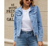 Women's thin collar denim jacket top for autumn and winter