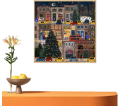 Pintura Diamante Navidad,Escena nocturna callejera navideña, aplique de diamantes hecho a mano, salón y dormitorio en punto de cruz llenos de diamantes