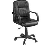 Silla de Oficina Ergonómica Ajustable en Altura Silla de Escritorio con Asiento Acolchado con Reposabrazos Silla de Oficina de Polipiel Artificial para Ejecutivos con Ruedas Giratorias