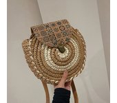 Round Straw Bag Women Woven Beach Crossbody Bag Ladies Rattan Handmade Shoulder Bag Bohemian Design Small Handbag