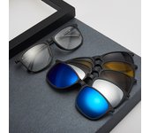Gafas de sol polarizadas para hombres y mujeres transfronterizas nuevas gafas TR90 montura gafas de sol de manga magnética de visión nocturna negra de cinco piezas
