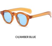 gafas de sol ovaladas redondas Vintage para mujer y hombre, lentes de sol de diseñador de marca de lujo, estilo Punk y Rosa, con remaches