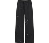 OUWU-  Ropa Transfronteriza Para Mujer, Venta Al Por Mayor, Camisa De Manga Larga De Satén De Seda Bordada + Traje De Pantalones