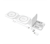 15W 10-in-1 Magnetic Wireless Charger Stand Foldable for iPhone 14 13 12 Pro Max 8 7 Fast Charging Dock Station White