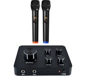 K6WH Support TV Karaoke System Professional Mini Karaoke Sound Mixer Dual Wireless Microphone Mic Home Theatre System Karaoke MIxer With Power Adapter Accessories Audio Cable