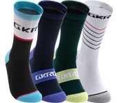 GKRQ 4 pares 2025 nuevos calcetines de ciclismo bicicleta enfermera compresión bicicleta de carretera correr Mtb hasta la rodilla deportes blancos marca divertida negro