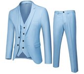 Traje de hombre de 3 piezas Slim Fit, 2 botones de color sólido chaqueta, chaleco, pantalones, traje, traje, traje casual de negocios, ropa formal profesional