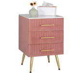 Bedside Cabinet Nightstand with 3 Drawers White Pink Chest of Drawers Sideboard Coffee Table Storage Bedroom Home Furniture