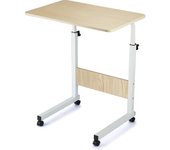 Mesa Auxiliar Plegable Madera Metal,Mesa Portátil Ordenador Ajustable con Ruedas,Mesa de Cama con Ruedas,Mesa De Sofá para Sala De Estar, Dormitorio Y Oficina En Casa,65-89x50x40 cm
