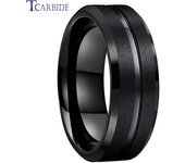 Dropshipping  anillo de boda de acero inoxidable de 8mm para hombres y mujeres  joyería de regalo para la vida diaria  ajuste cómodo cepillado biselado ranurado
