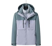 CHRLCK Women's 3 In 1 Thick Hiking Jacket Fleece Waterproof Splicing Windbreaker Outdoor Warm Camping Jacket Windproof Coat