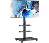 Soporte TV con Ruedas para Televisiones de 26 32 40 42 43 47 49 50 55 65 Pulgadas, Soporte Suelo Pie con 3 Baldas, la Placa Giratoria y Altura Ajustable MAX VESA 400x400mm