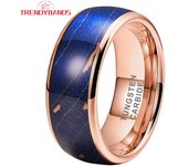 8mm Multicolor Tungsten Ring for Men Women Wedding Band Colorful Dyed Elder Wood Inlay Domed Polished Shiny Comfort Fit