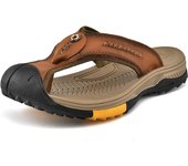Casual Mens Leather Flip Flops Anti Slip Walking Sandals