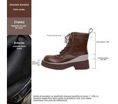 Botas cortas británicas retro con cordones que aumentan la altura interior pequeña de piel de vaca botas de caballero para mujer