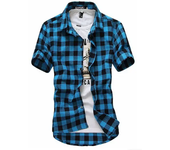 Green Plaid Shirt Men Shirts 2024 New Summer Fashion Mens Checkered Shirts Short Sleeve Shirt Men Blouse