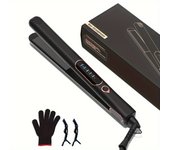 Plancha para el pelo 2 en 1 de 2.54 cm, con función alisadora y rizadora, de cerámica y titanio, plancha de doble voltaje con