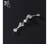 ZS 1 PC Colorful Butterfly Pendant Belly Button Ring Rhinestone Long Drop Pendant Belly Rings 14G Navel Barball Piercing Jewelry