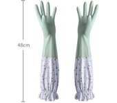 Latex Rubber Dish Washing Gloves Elastic Cuffs Velvet Winter Cleaning Gloves Long Sleeve Waterproof Housework Gloves