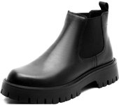 Cuero Chelsea británico Botas de hombre Botas de cuero de caña alta de lana Botas versátiles de moda