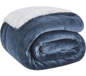 Bedsure Manta Cama 90 Invierno - Manta Sofa Grande Polar Reversible de Franela y Sherpa, Manta Sofa Gruesa 150x200 cm de Microfibra Suave y Borreguito, Gris
