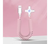 VAORLO 1.8M 3 IN 1 Retractable Charging Cable 5A 100W Fast Charge Spring Data Cable For MicroUSB Android Type-C iPhone Interface
