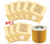 Paper Bags Dust HEPA Filters for Karcher Vacuum Cleaners WD2250 WD3.200 MV2 MV3 WD3 A1000 A2204 A2251 K2301 WD3.600 A2064 A2101