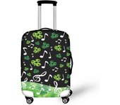 Clover Musical Notes Luggage Cover for St. Patrick's Day Baggage Gear Covers Portable Travel Luggage Covers for Suitcase Detachable Luggage Cover Set with Zipper