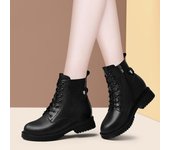 Botas Cortas De Plataforma Negra Para Mujer Botas De Moto Versátiles De Lana