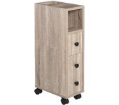 Armario de Baño con Ruedas Mueble Auxiliar para Baño con Estante Abierto Puerta y Cajón Espacio Reducido 18x30x68,5 cm Blanco