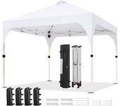 Carpa Plegable 3x3m Cenador de Jardín Impermeable para 8-10 Personas,con Ventilacion y Bolsa de Transporte, Ideal para Playa y Camping Blanco