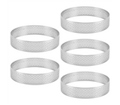5 unids circular tarta Anillos con agujeros de acero inoxidable para pastel frutas, quiches, mousse, cocina hornear molde, 9cm