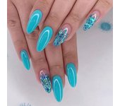Juego De Uñas Postizas Cortas Redondas Glacial Azul Con Tiras Adhesivas Set Completo Para Manicura DIY En Salón Uñas Postizas Francesas Desmontables