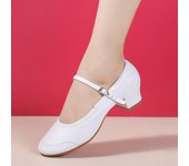 2023 Verano Nuevo Blanco Puro Zapatos De Danza Mujeres Zapatos De Danza Cuadrada Fondo Suave Zapatos De Danza Tacón Medio Zapatos De Etapa De Rendimiento