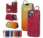 For IPhone 15 Pro Max 14 13 12 Case Higher Quality Leather Wallet Case with Card Holder Ring Shockproof Cover