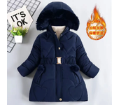 Winter Girls Coat Keep Warm Thicken Kids Jacket Hooded Zipper Fur Collar Princess Outerwear Children Clothing