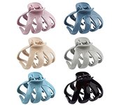 6 Pieces Big Claw Hair Clips for Thick Hair, 3.2'' Matte Octopus Large Clips Women and Girls, Neutral Jaw Strong Hold Jumbo Clip All Hair Types