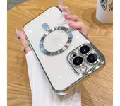 Magnetic Plating Case For iPhone 15 14 Plus 13 Pro Max With Camera Lens Protector Glass For Magsafe Wireless Charger Cover